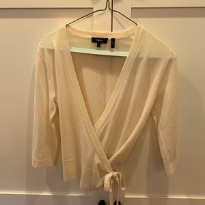 Theory cream wrap cardigan sweater